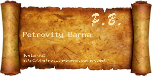 Petrovity Barna névjegykártya